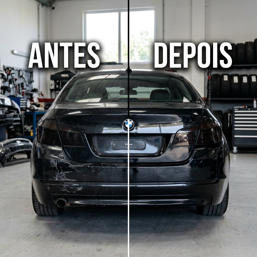 Antes da recuperação de para-choque traseiro
